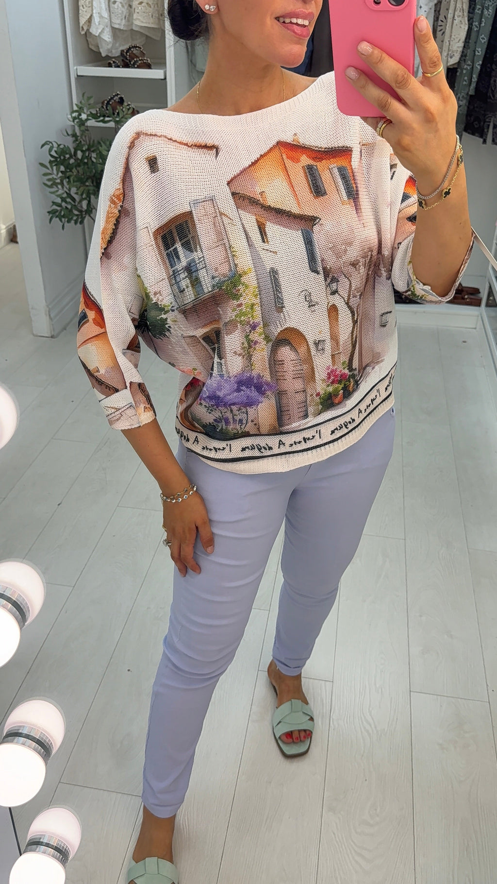 Islana Watercolour Print Batwing Top