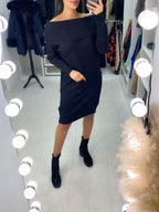 Anissa Bow Pearl Diamante Detail Knit Dress