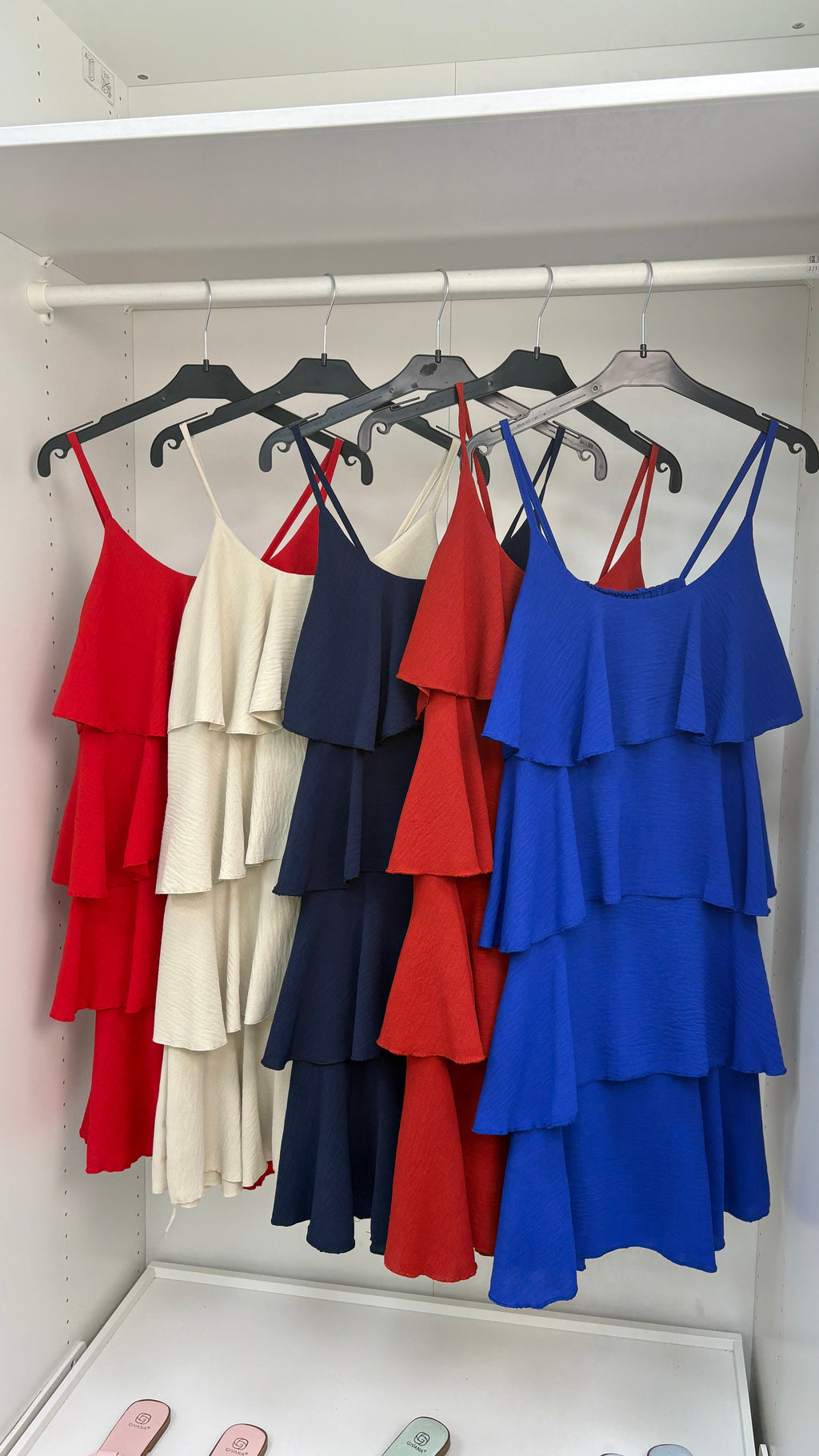 Alissa Plain Strappy Ruffle Midi Dress