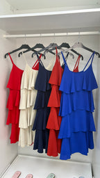 Alissa Plain Strappy Ruffle Midi Dress