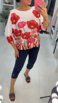 Alysia  Poppy Print Batwing Top