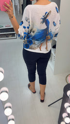 Gian Floral Butterfly Print Batwing Top