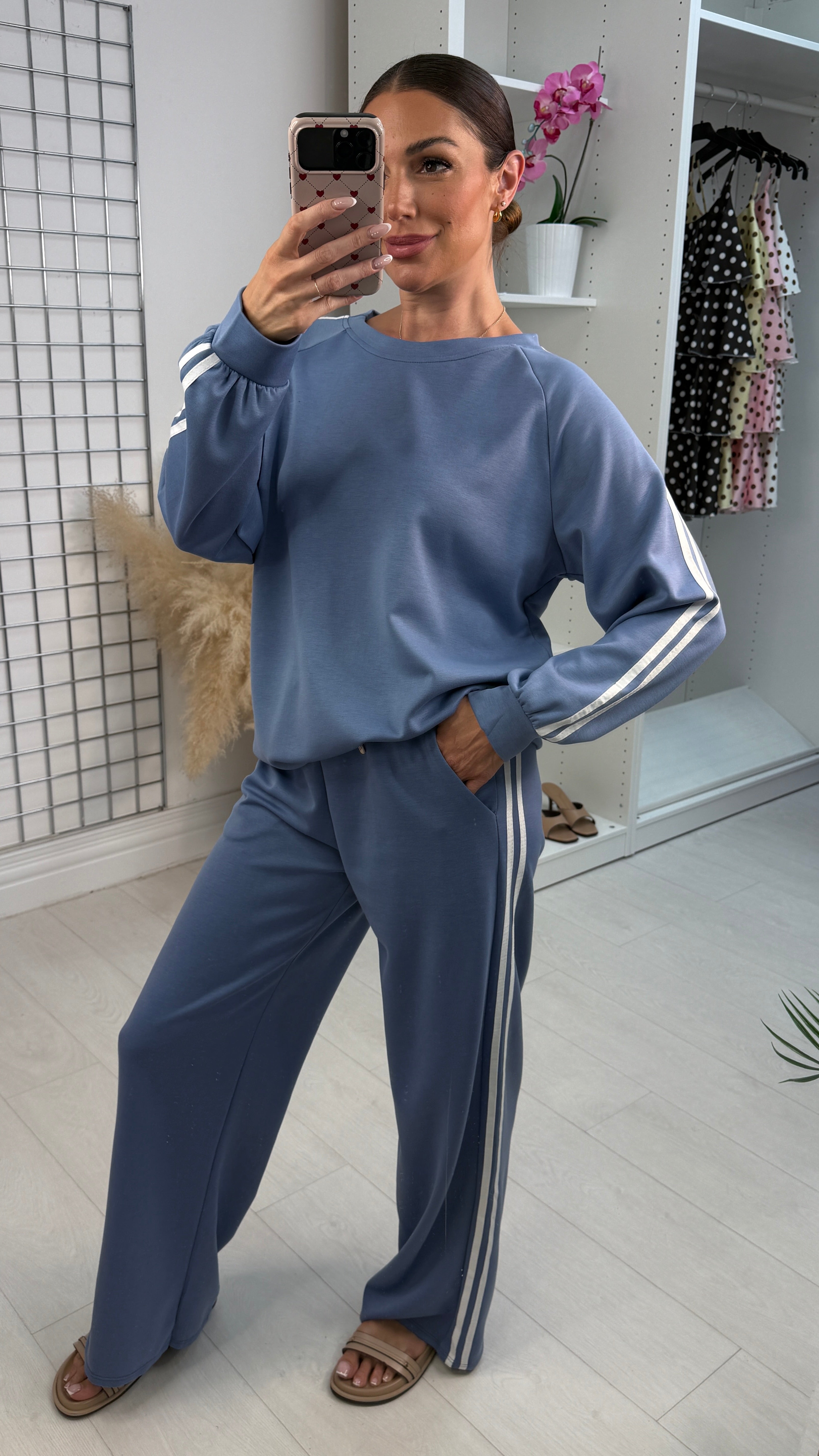Vineta Long Sleeve Side Stripe Detailed Loungewear Set