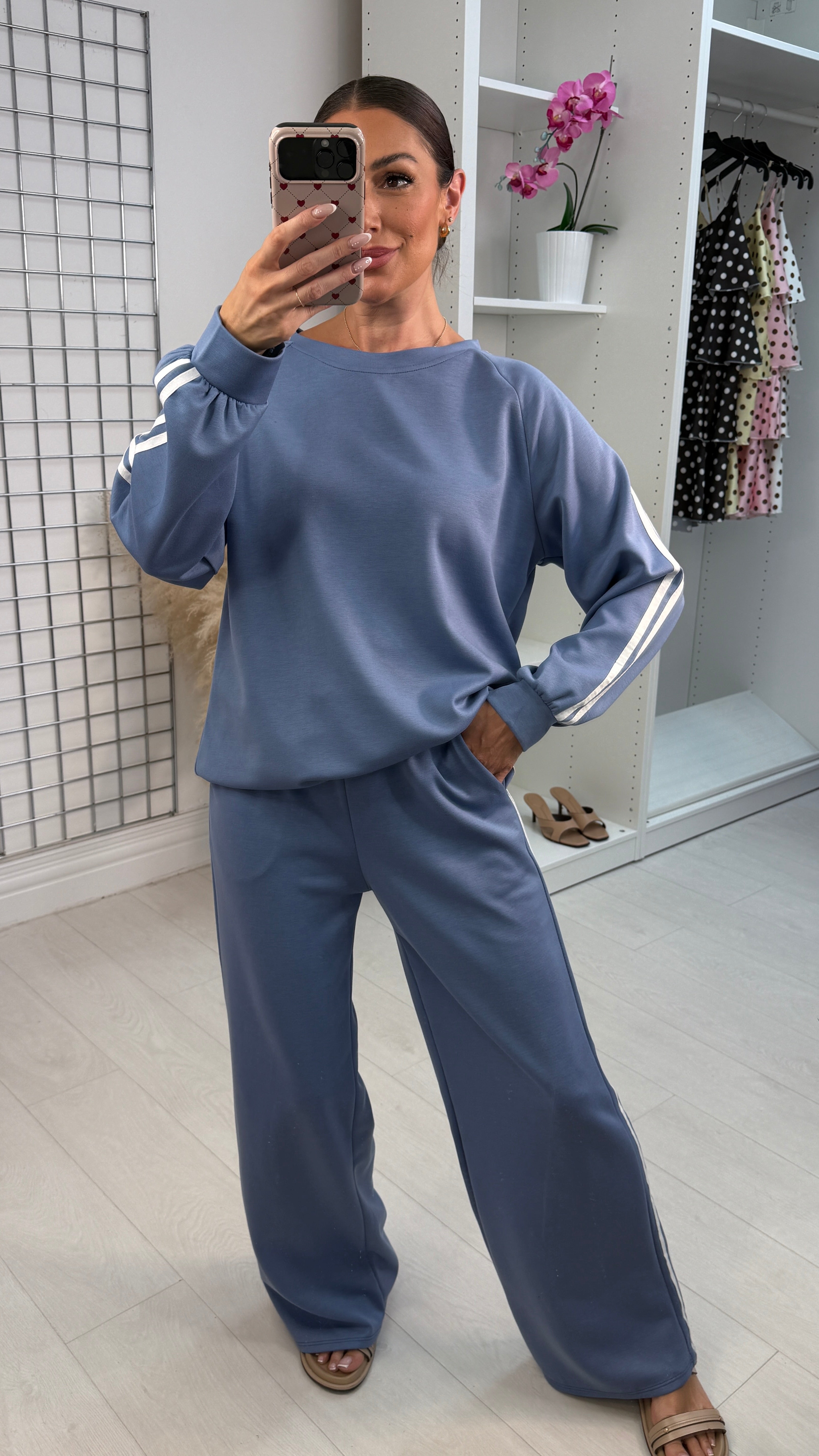 Vineta Long Sleeve Side Stripe Detailed Loungewear Set
