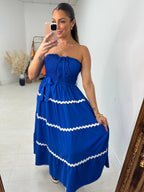 Natalina Ric-Rac Detail Elasticated Bust Maxi Dress