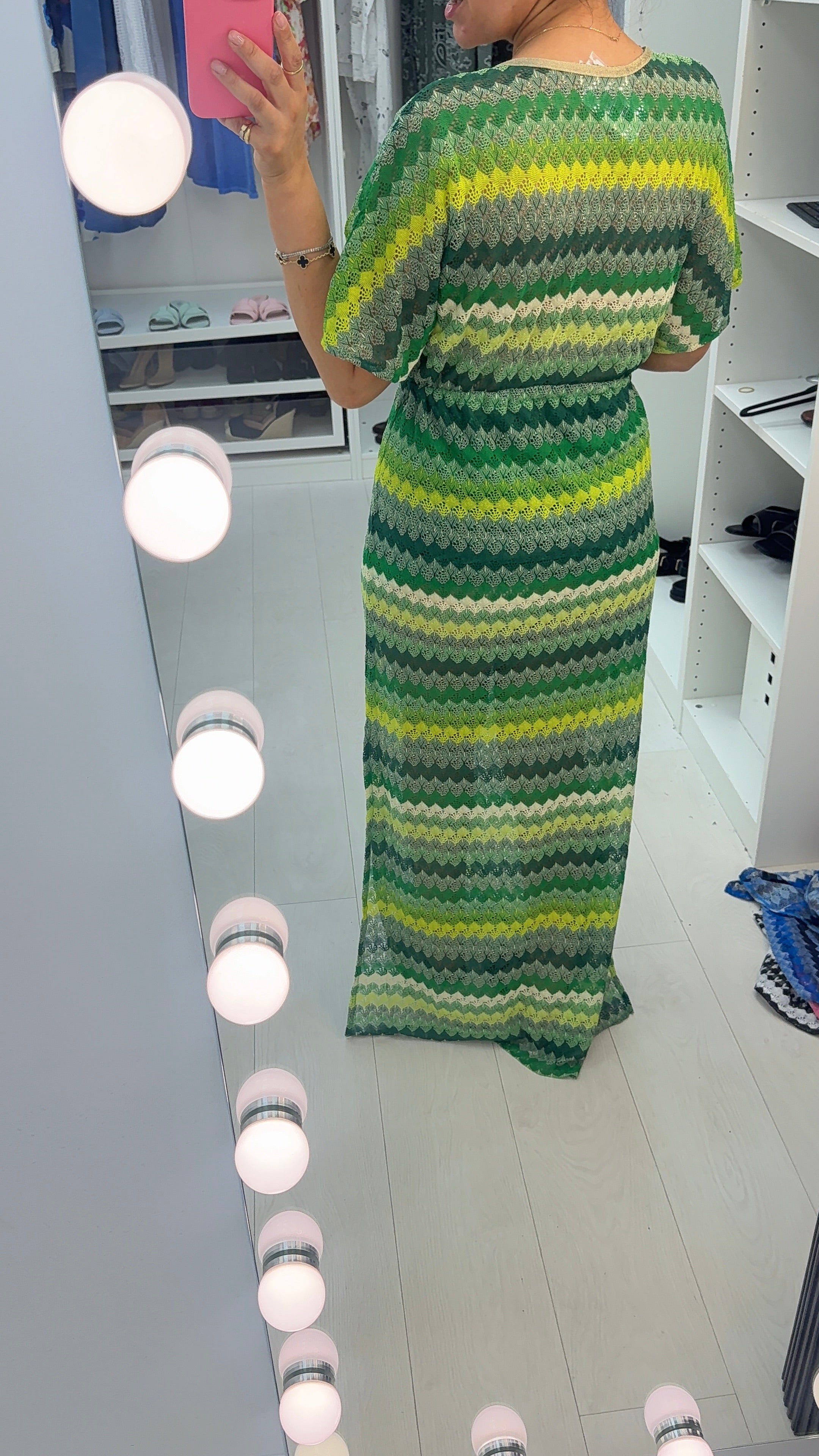 Yvonna V Neck Drawstring Waist Crochet Dress