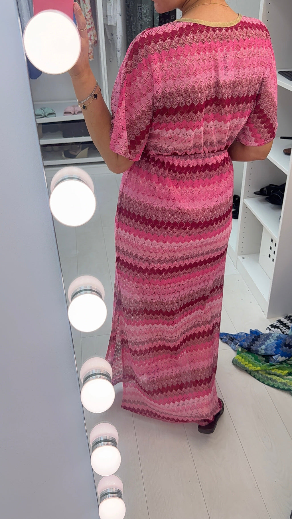 Yvonna V Neck Drawstring Waist Crochet Dress