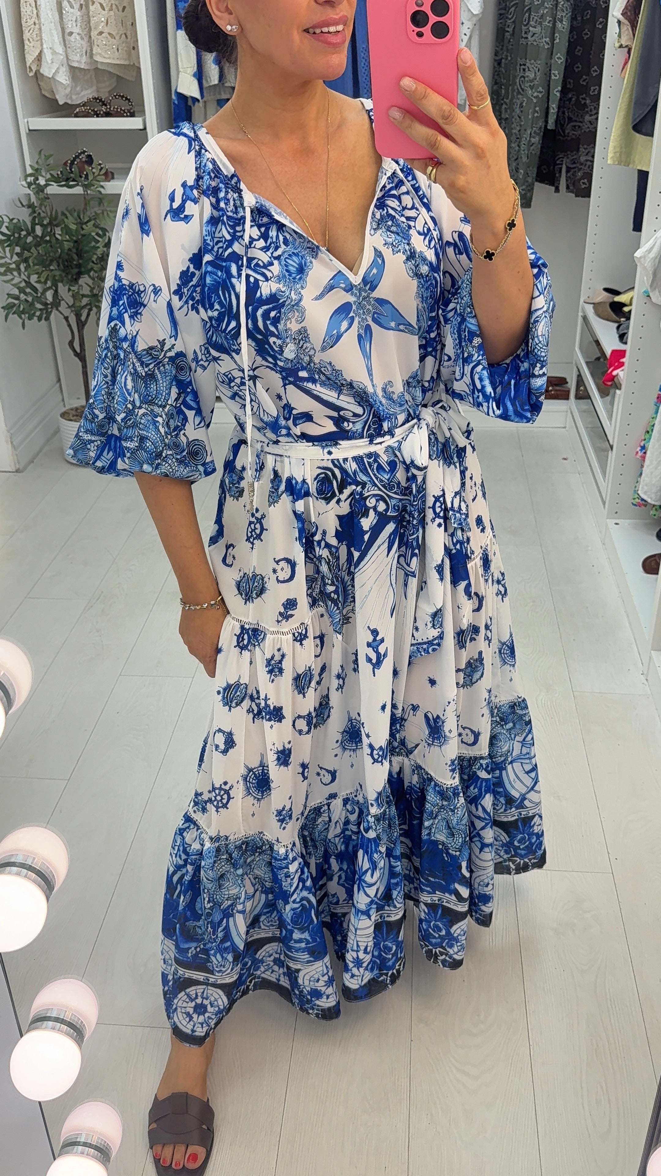 Zarine Embellished Loose Fit Belted Dress