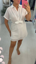 Lucette Broidery Anglaise Tie Front Midi Dress