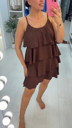 Alissa Plain Strappy Ruffle Midi Dress