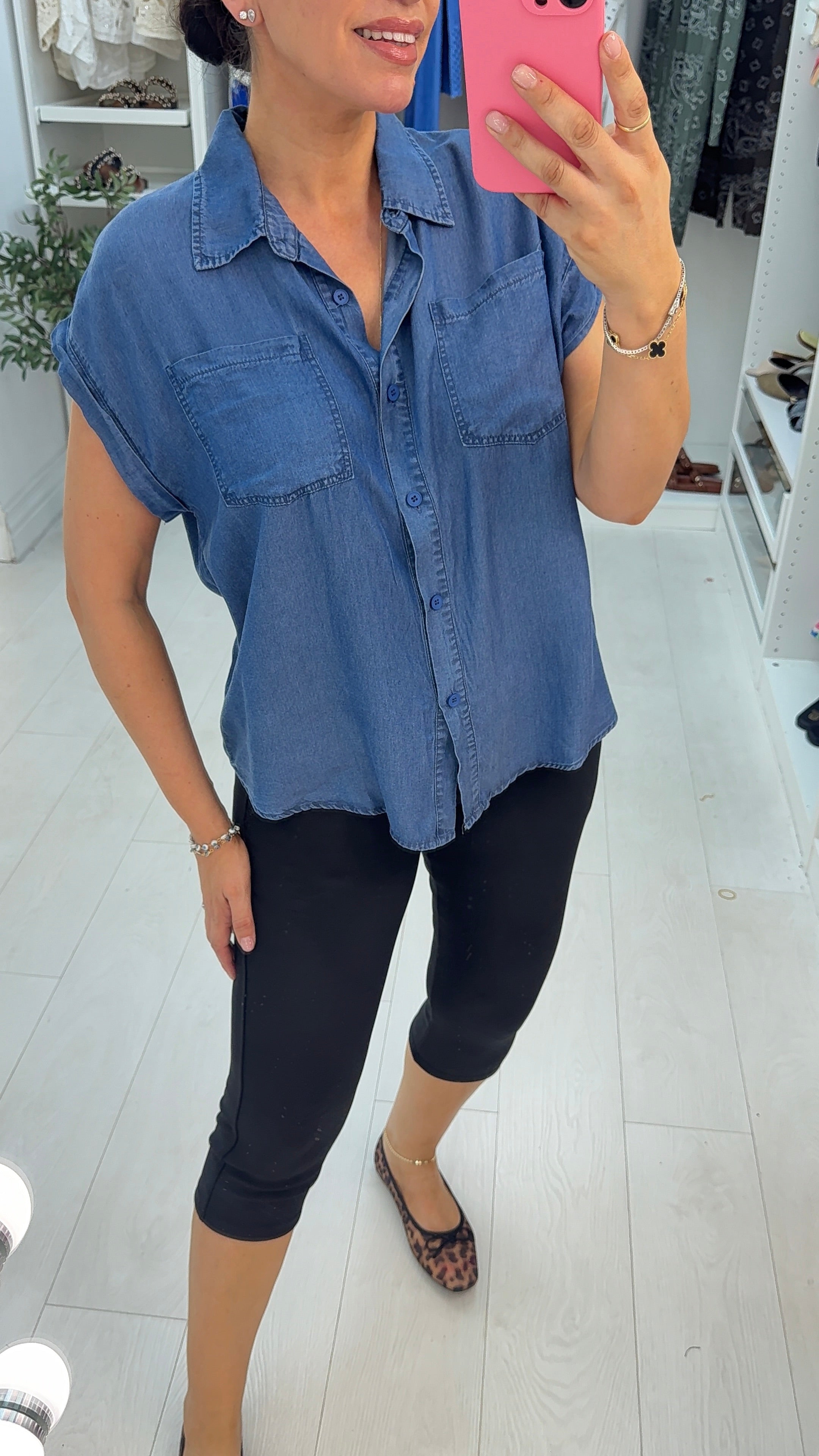 Kaliana Short Sleeve Denim Shirt