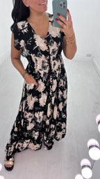 Lois Floral Print Frill Hem Maxi Dress