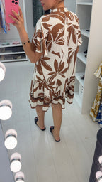 Delanie V Neck Loose Fit Midi Smock Dress