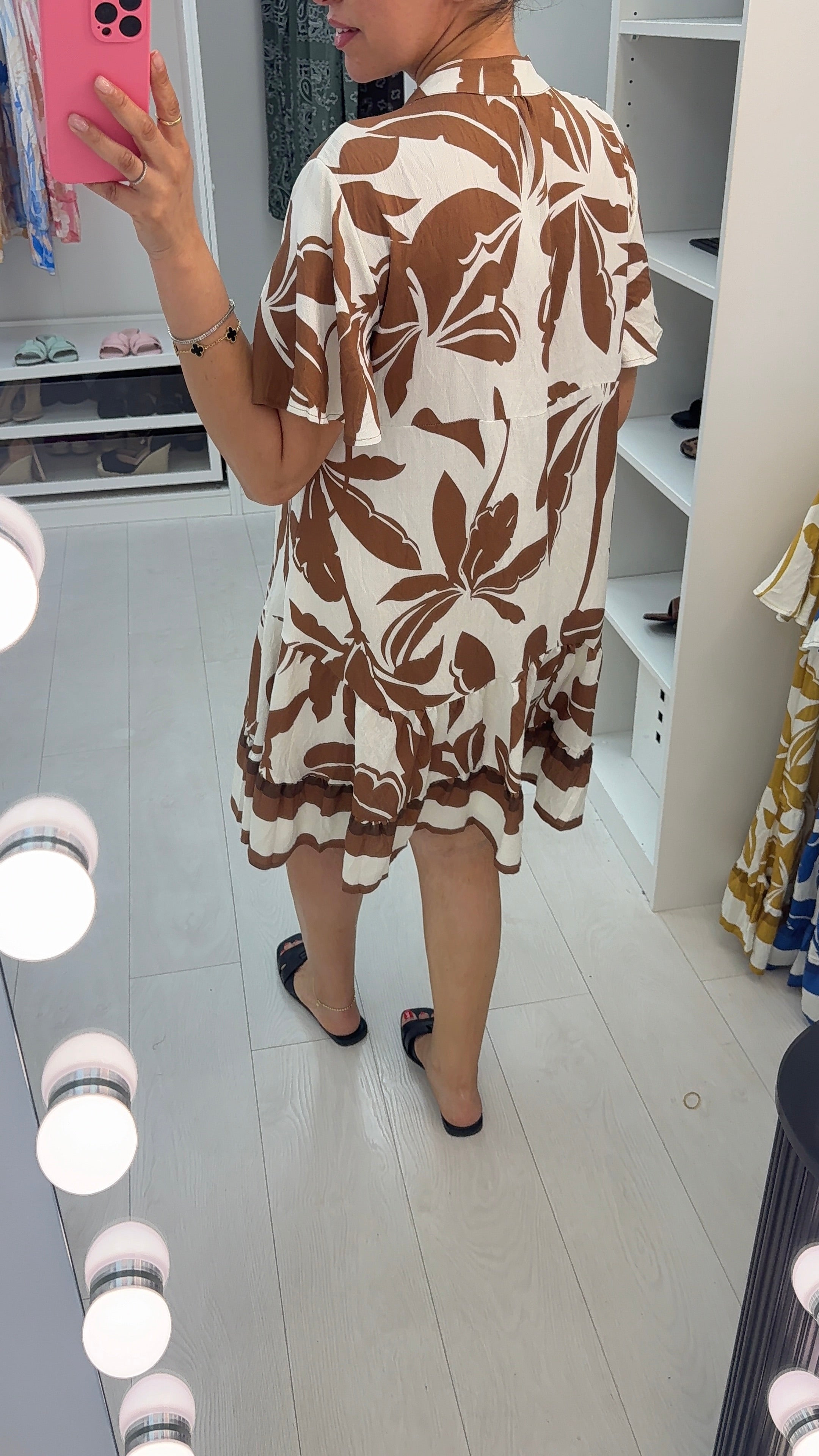 Delanie V Neck Loose Fit Midi Smock Dress