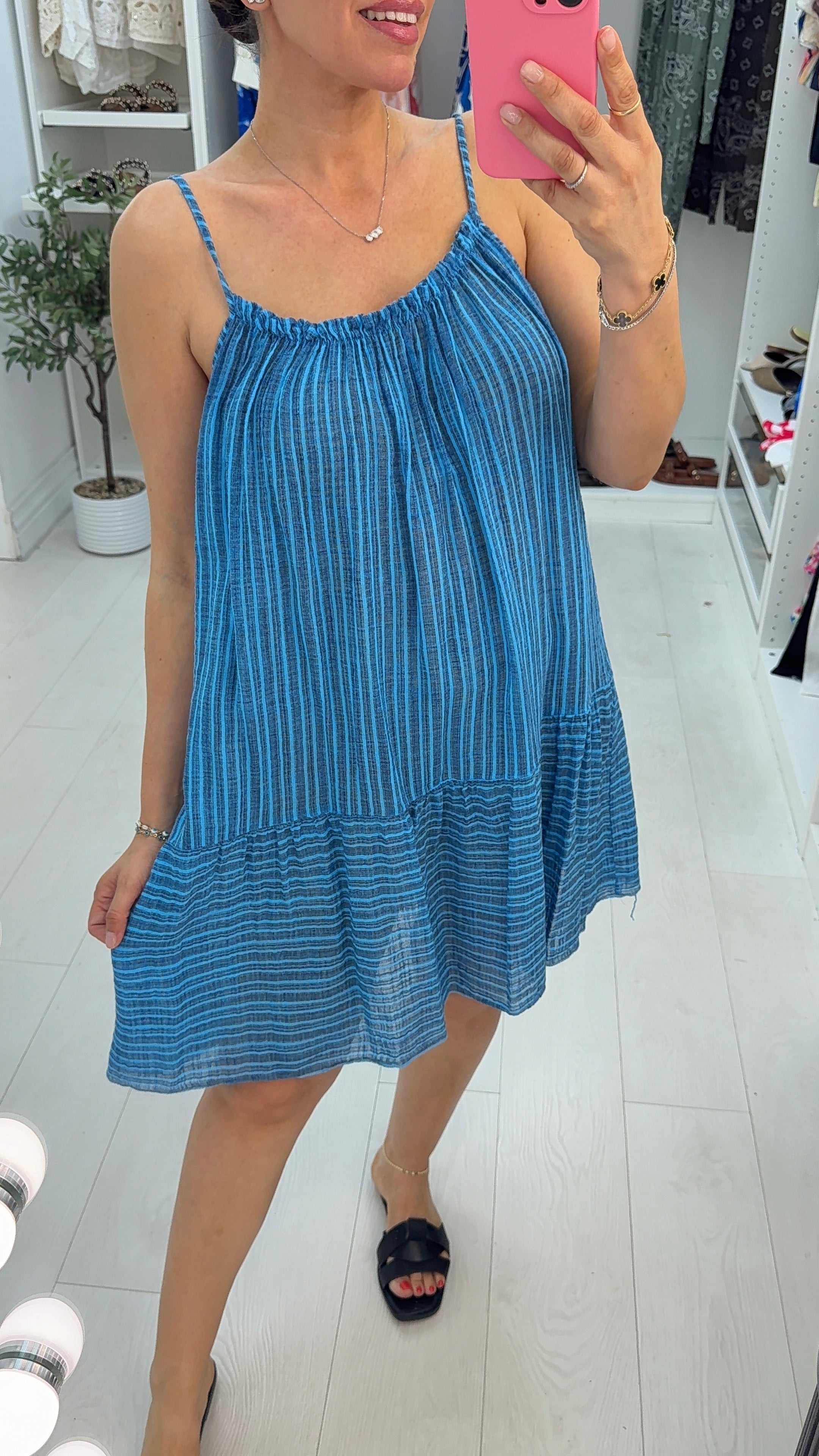 Kelce Striped Loose Fit Midi Dress