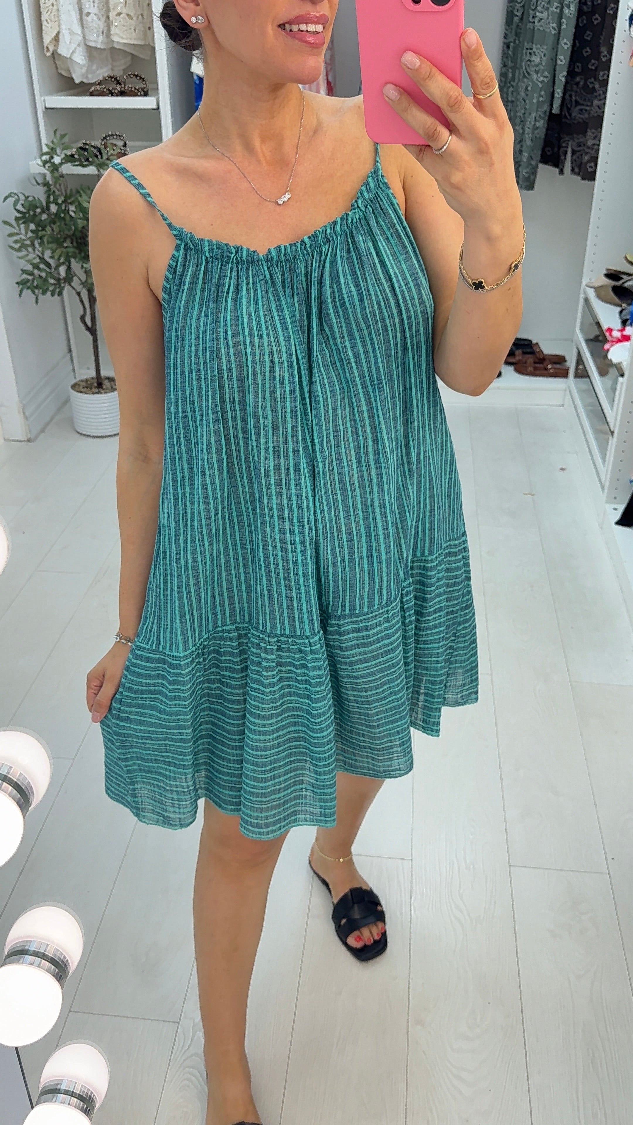 Kelce Striped Loose Fit Midi Dress
