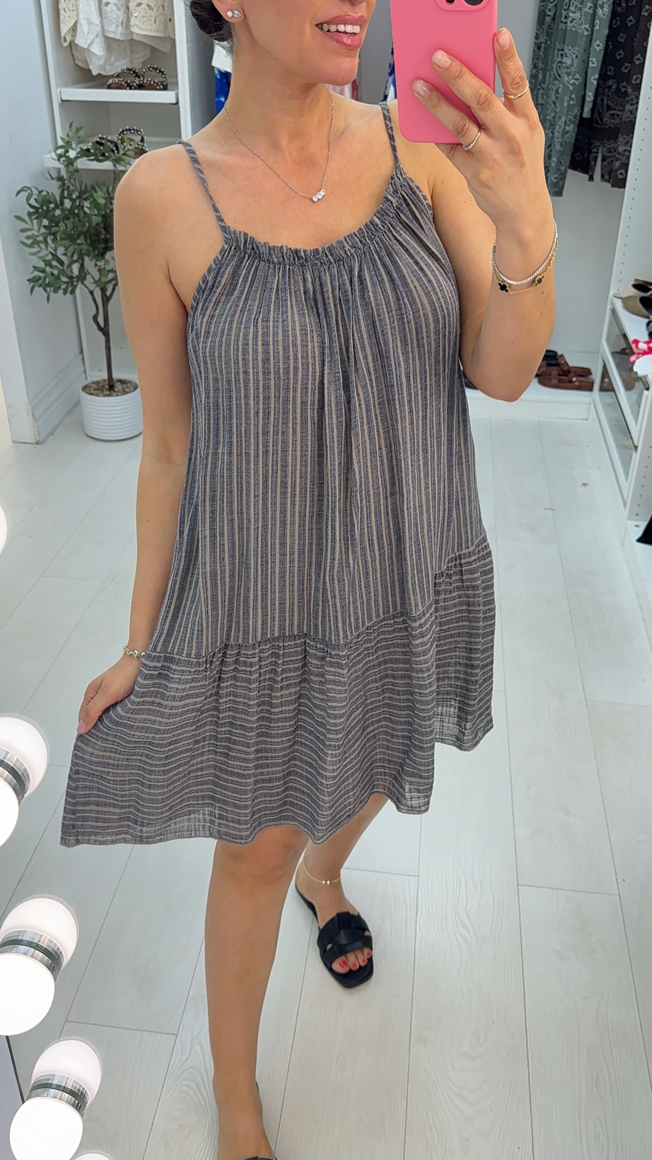 Kelce Striped Loose Fit Midi Dress