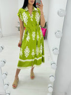 Brielle Mosaic Print Tie Belt Maxi Dress