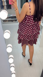 Amara Polka Dot Strappy Ruffle Dress