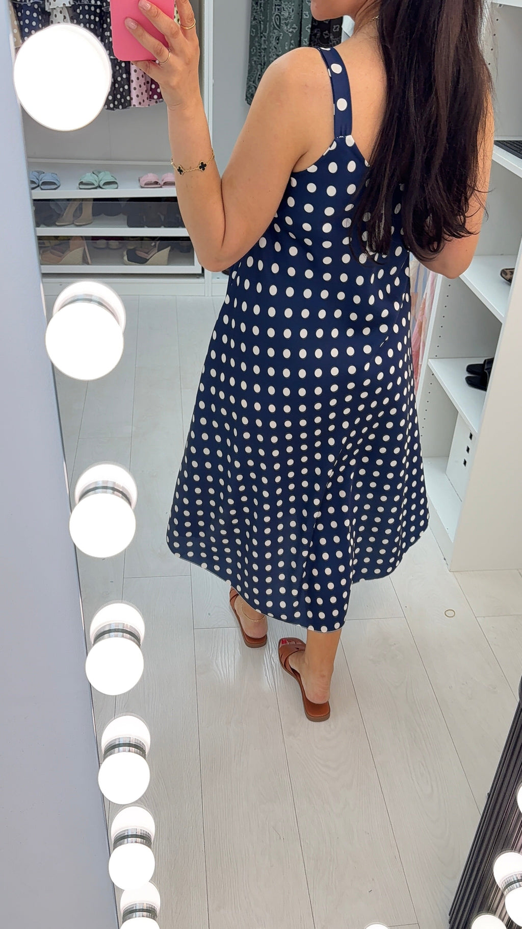 Brinley Polka Buckle Detail Midi Dress