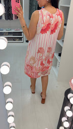 Freyja Striped Floral Print Midi Smock Dress