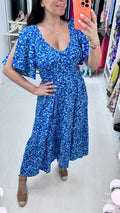 Maritza Angel Sleeve Shirred Bust Midi Dress