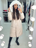 Caylee Cream Faux Fur Hooded Coat