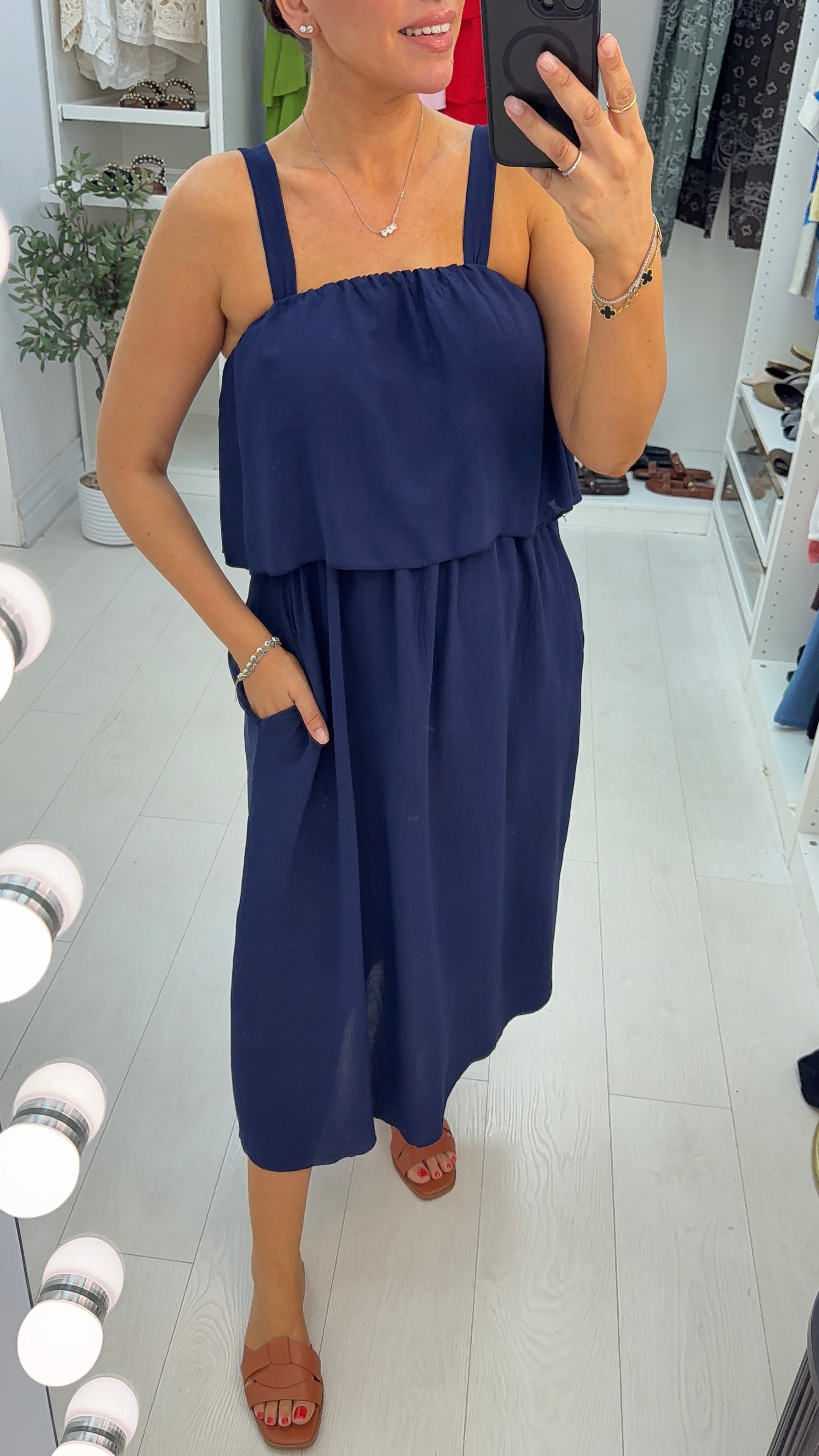 Janiyah Plain Loose Fit Strappy Dress