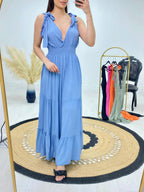 Sheldon V Neck Tiered Hem Dress