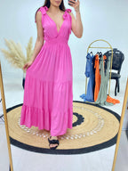 Sheldon V Neck Tiered Hem Dress