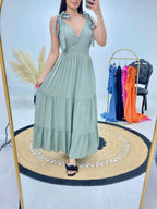 Sheldon V Neck Tiered Hem Dress