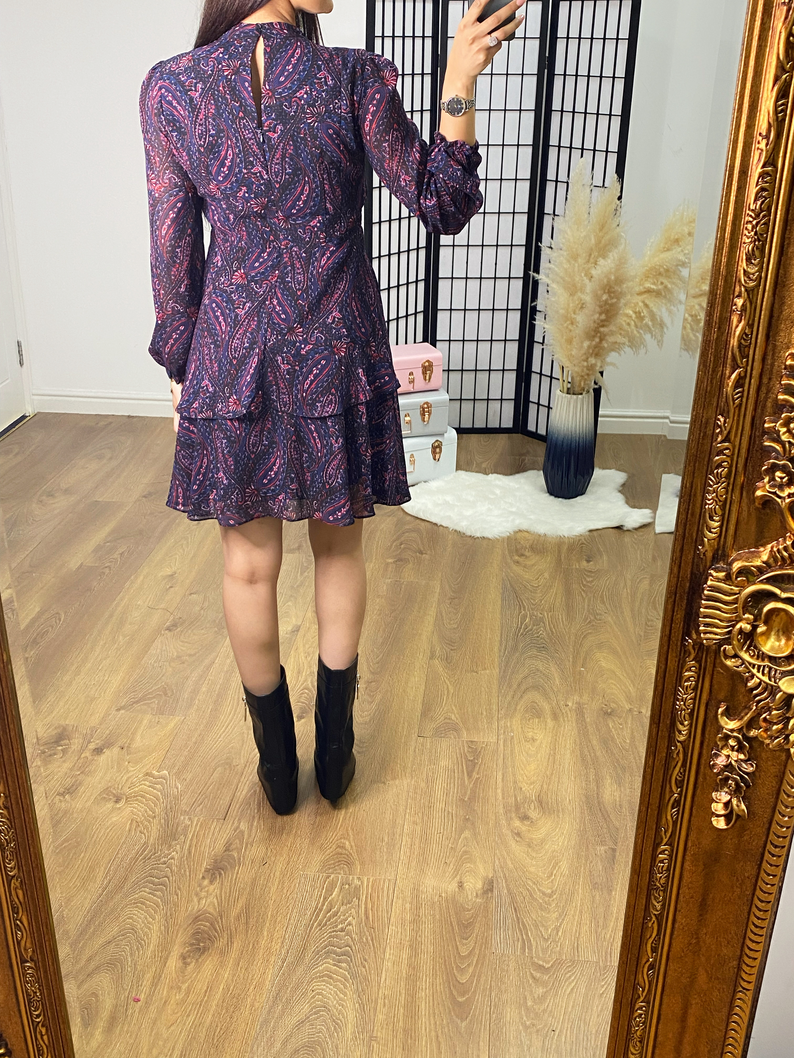 Milburn Paisley Print Tiered Hem Dress