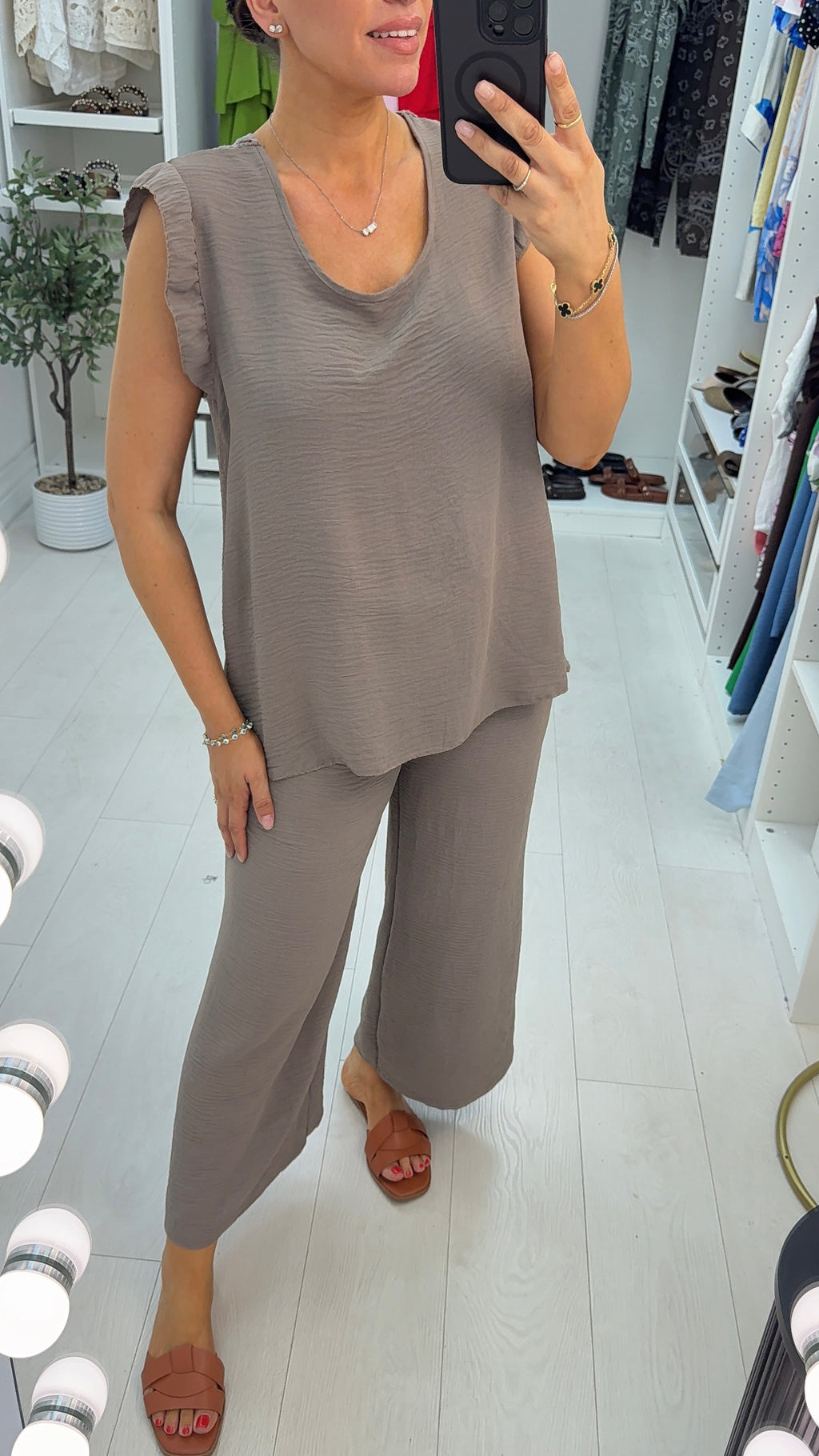 Keely Plain Crochet Detailed Loose Fit Co-Ord Set