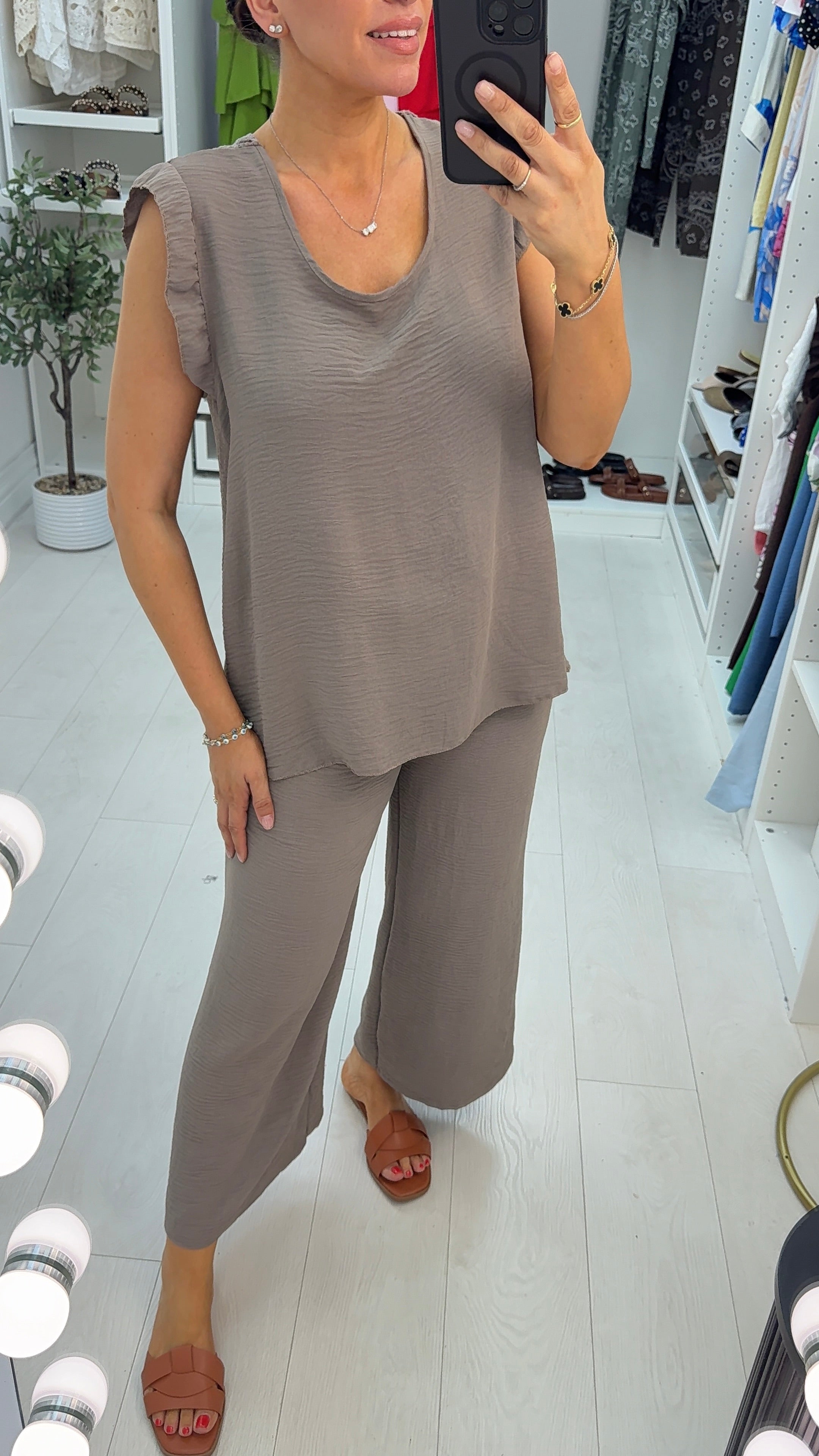 Keely Plain Crochet Detailed Loose Fit Co-Ord Set