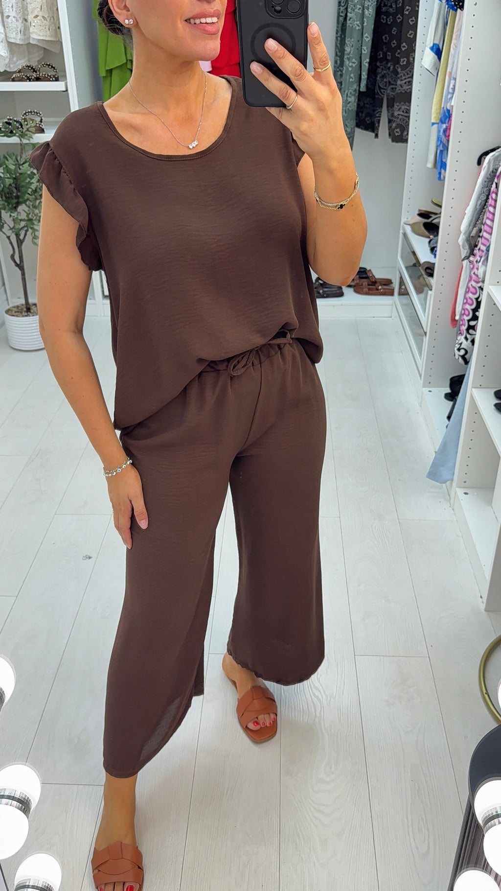 Keely Plain Crochet Detailed Loose Fit Co-Ord Set
