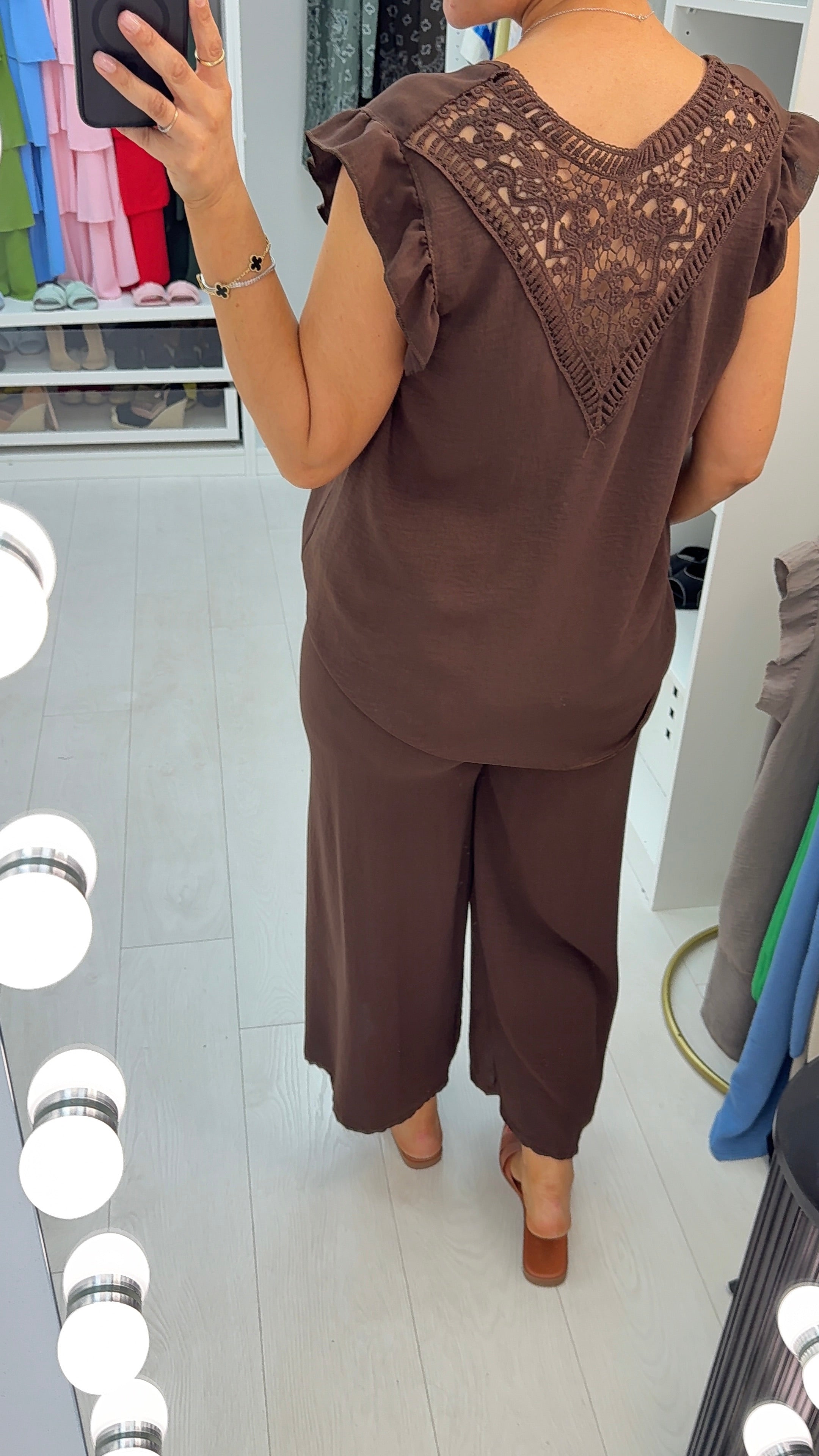 Keely Plain Crochet Detailed Loose Fit Co-Ord Set