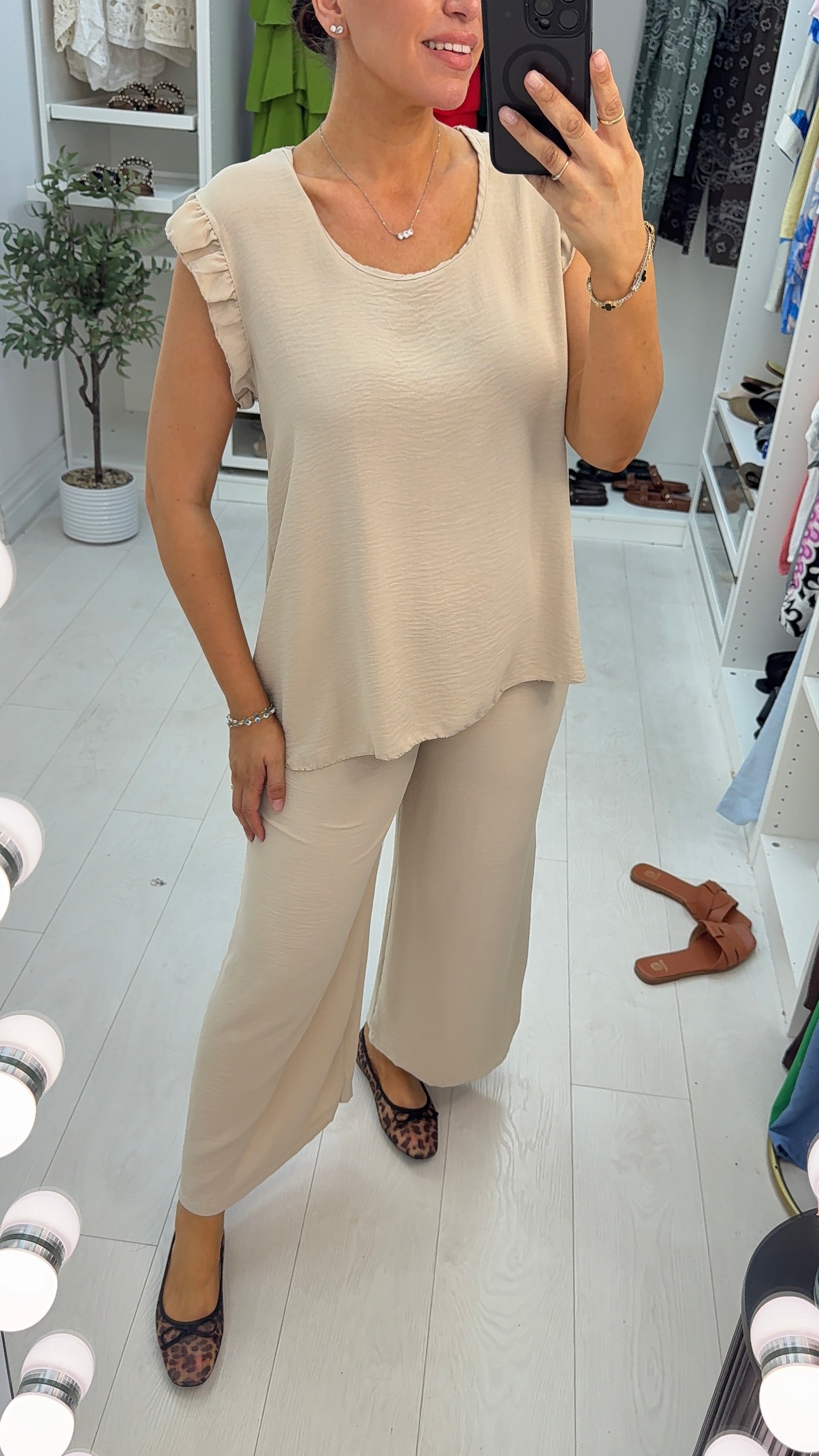 Keely Plain Crochet Detailed Loose Fit Co-Ord Set