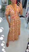 Cynthia Abstract Print V Neck Maxi Dress