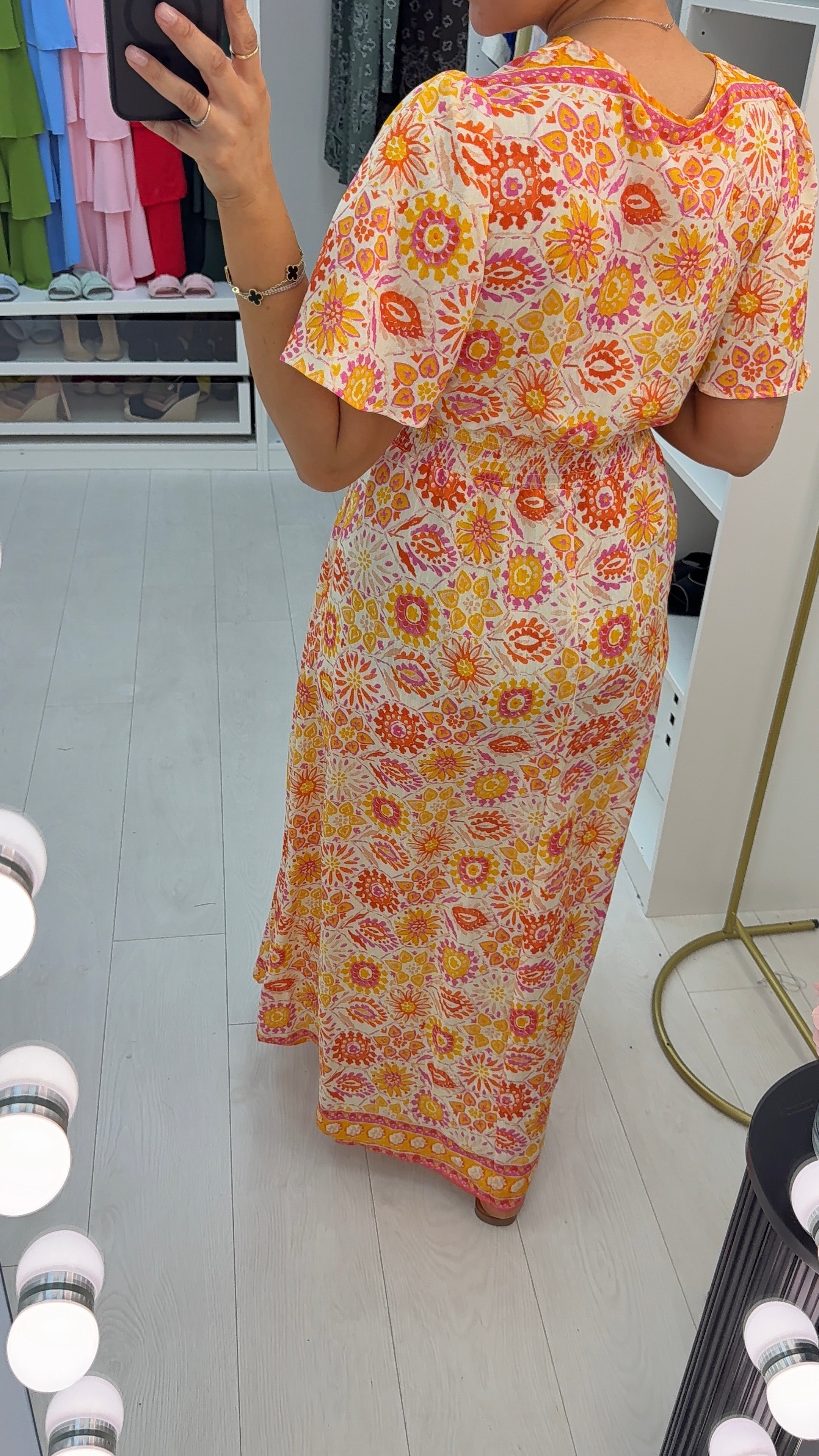 Cynthia Abstract Print V Neck Maxi Dress