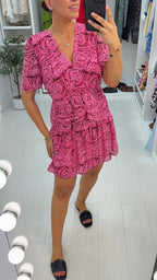 Simonna Rose print Shirred Waist Dress