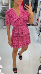 Simonna Rose print Shirred Waist Dress