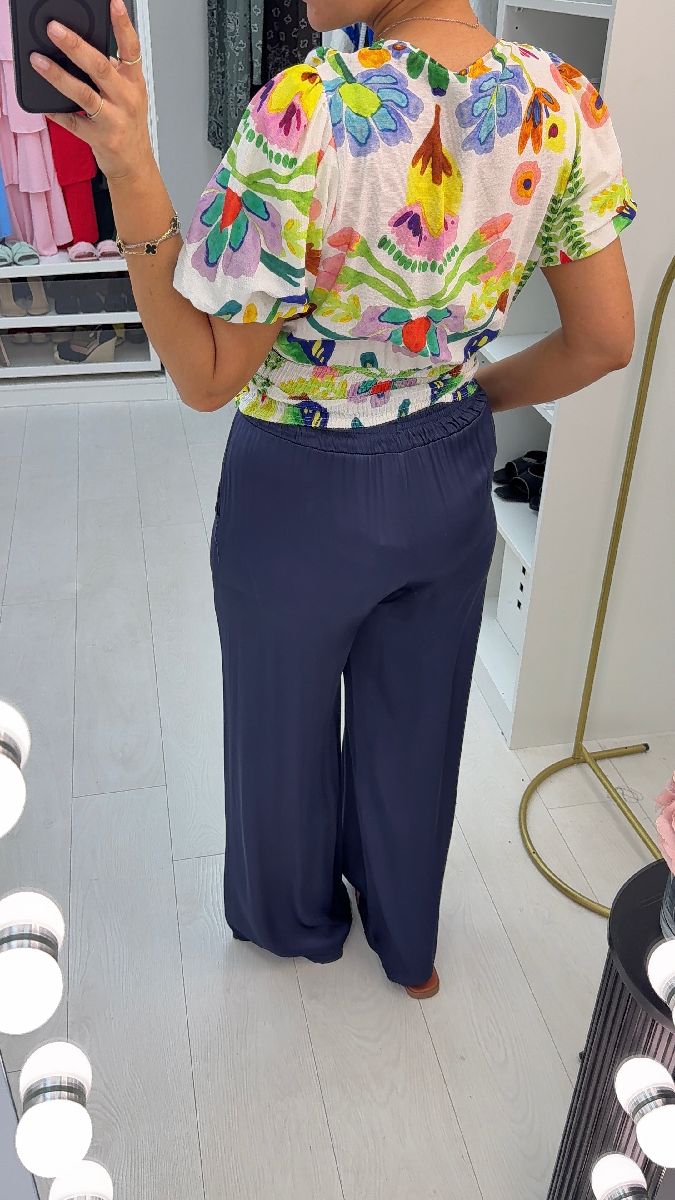 Odele Floral Watercolour Print Deep V Neck Blouse