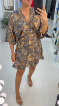Heloise Abstract Print V Neck Midi Dress