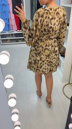 Georgiana Embellished Animal Print V Neck Midi Dress