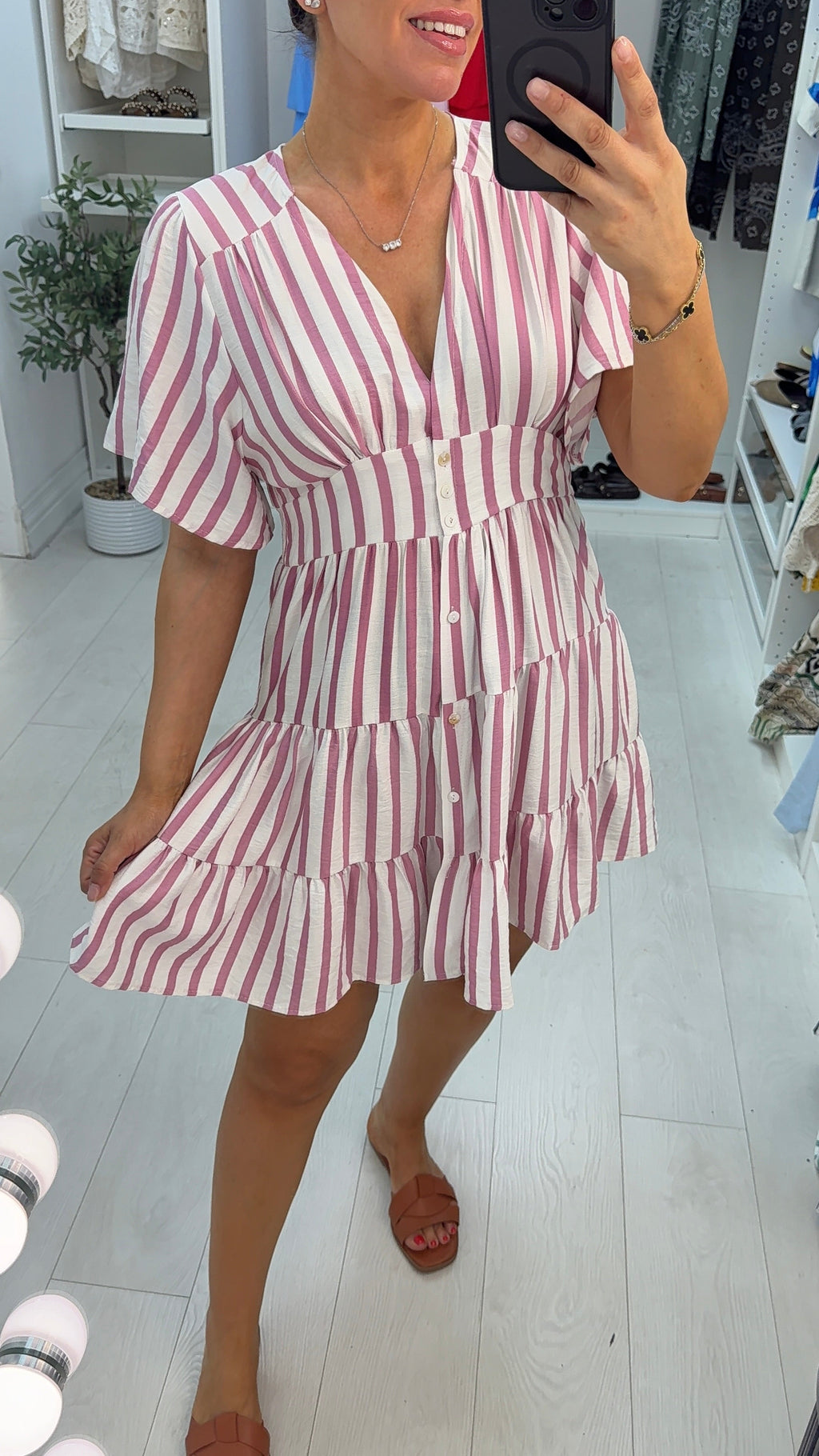 Loxley V Neck Striped Smock Dress
