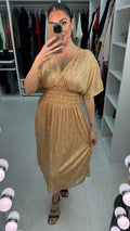 Tasmin Sequin Shirred Waist Midi Dress