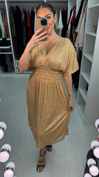 Tasmin Sequin Shirred Waist Midi Dress