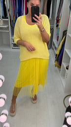 Alissia 2 Piece Knit Top & Pleated Chiffon Dress