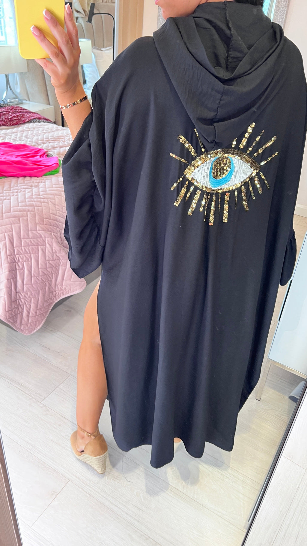 Dubai Sequin Evil Eye Oversized Kaftan