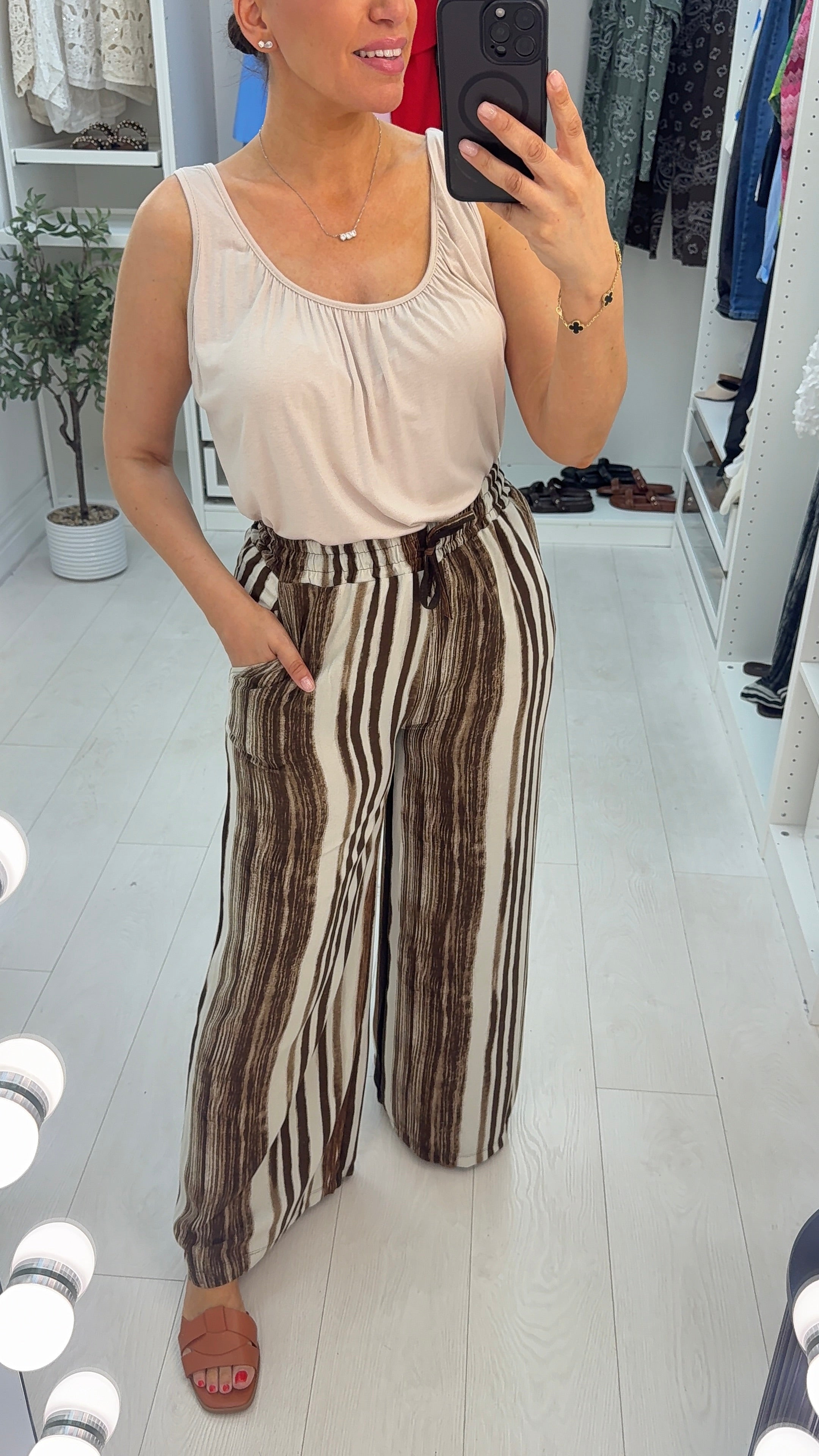 Yelena Striped Wide Leg Trousers